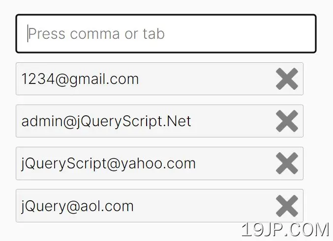 jQuery 简易多电子邮件输入插件 MultiMailPlugin.js