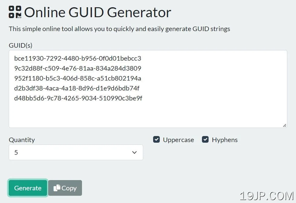 jQuery 随机GUID（v4）生成器