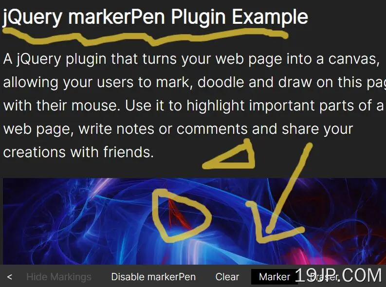 markerPen jQuery插件在网页上绘制和标记