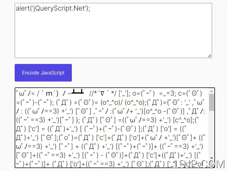 将JavaScript编码为日语表情符号 jQuery Aaencode