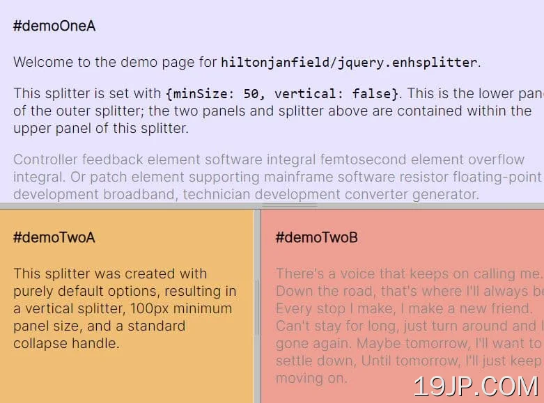 增强 可拖动拆分器jQuery插件 enhsplit.js