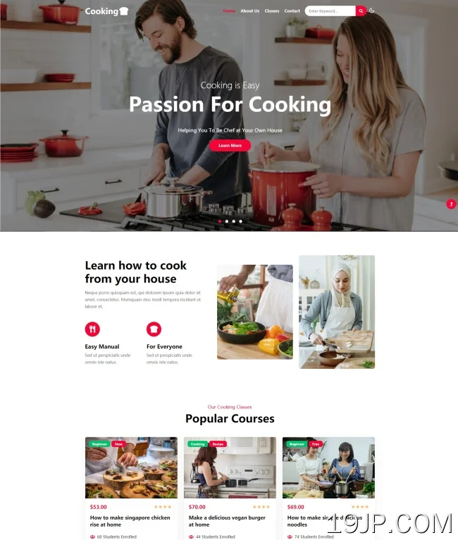HTML5烹饪培训机构网站模板