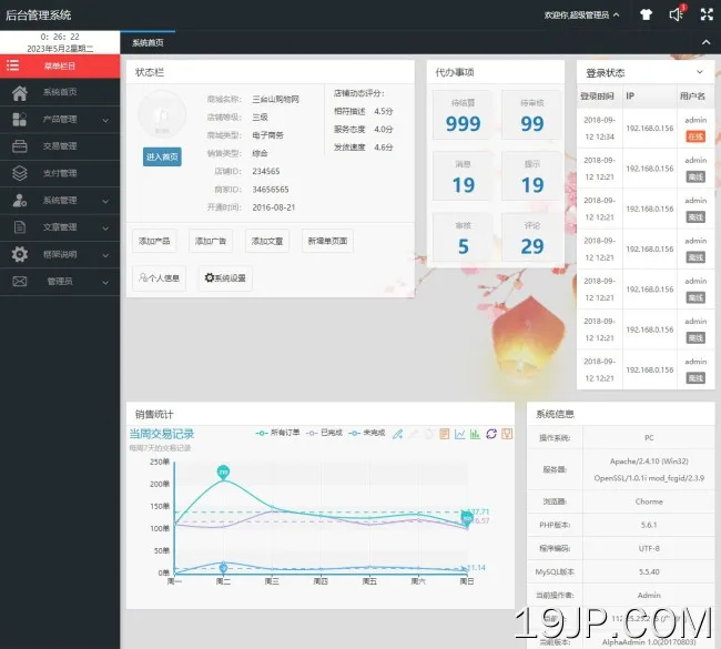 黑色通用购物商城系统后台管理html模板