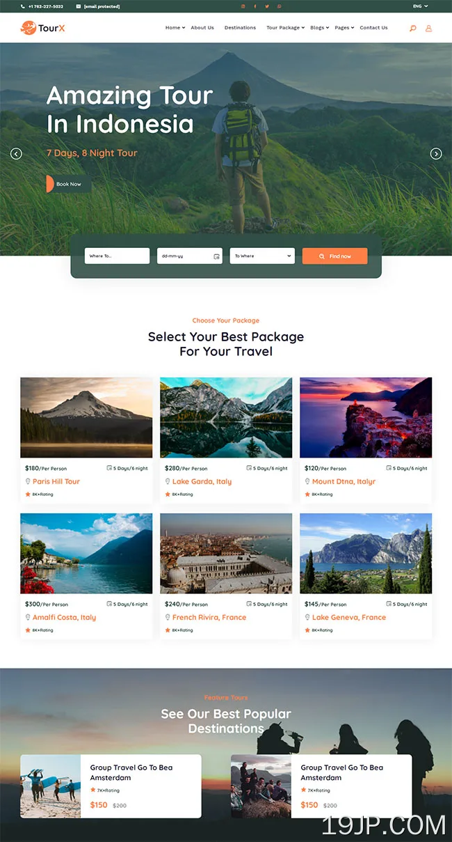 旅游套餐服务网站HTML5模板