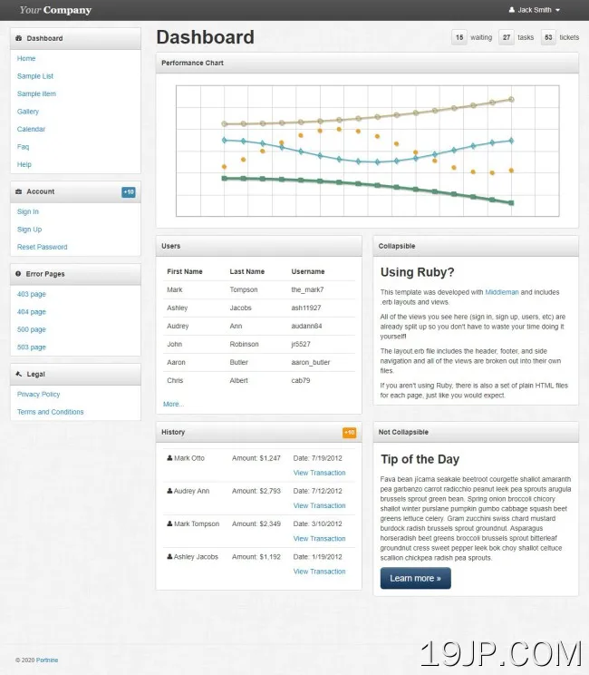 蓝色简洁Bootstrap后台管理网站模板