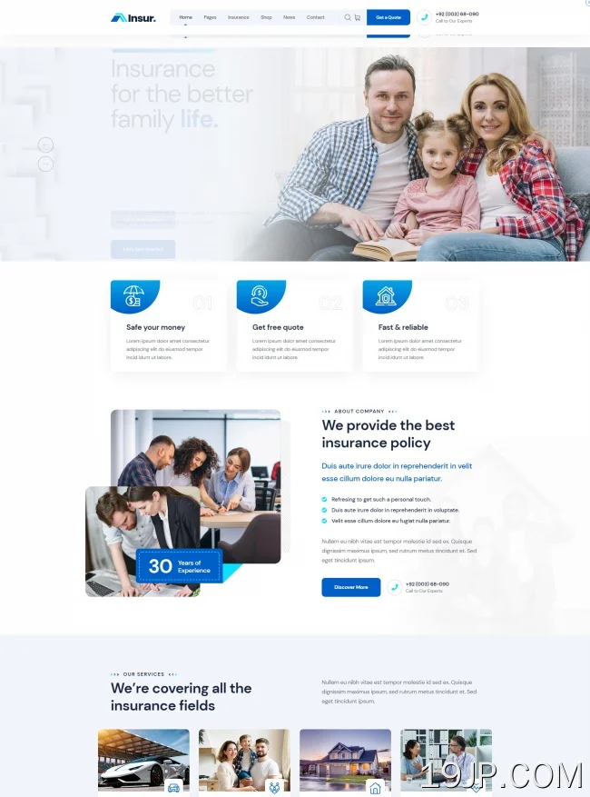 家庭保险服务公司网站模板