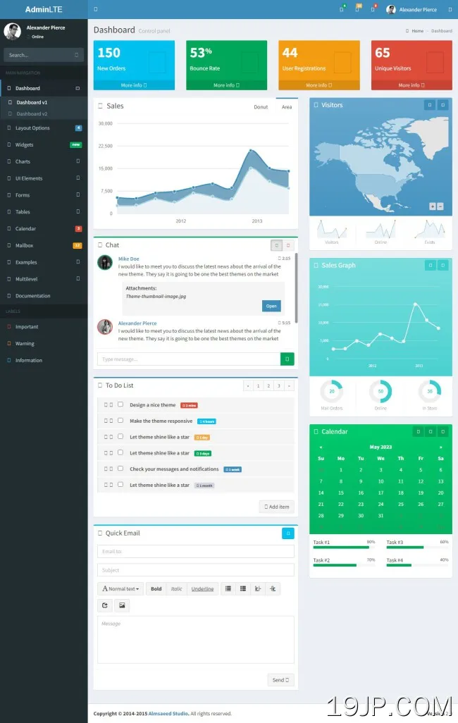 AdminLTE响应式Bootstrap3后台模板下载