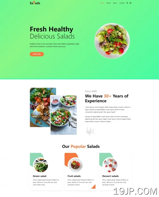 新鲜健康沙拉美食餐饮网站模板
