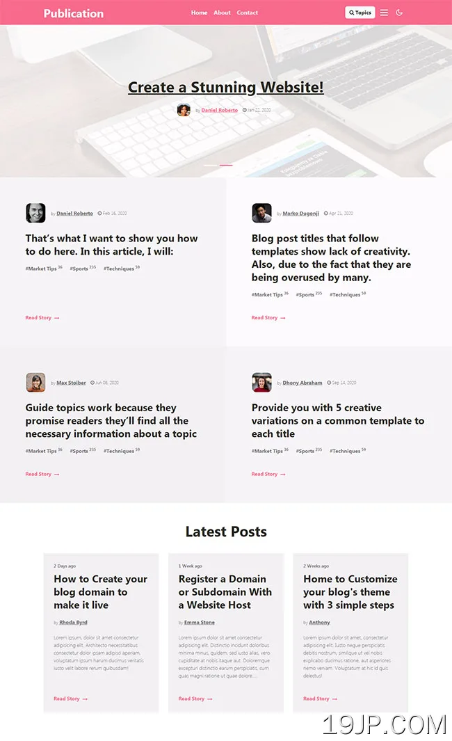 粉色风格企业博客网页模板