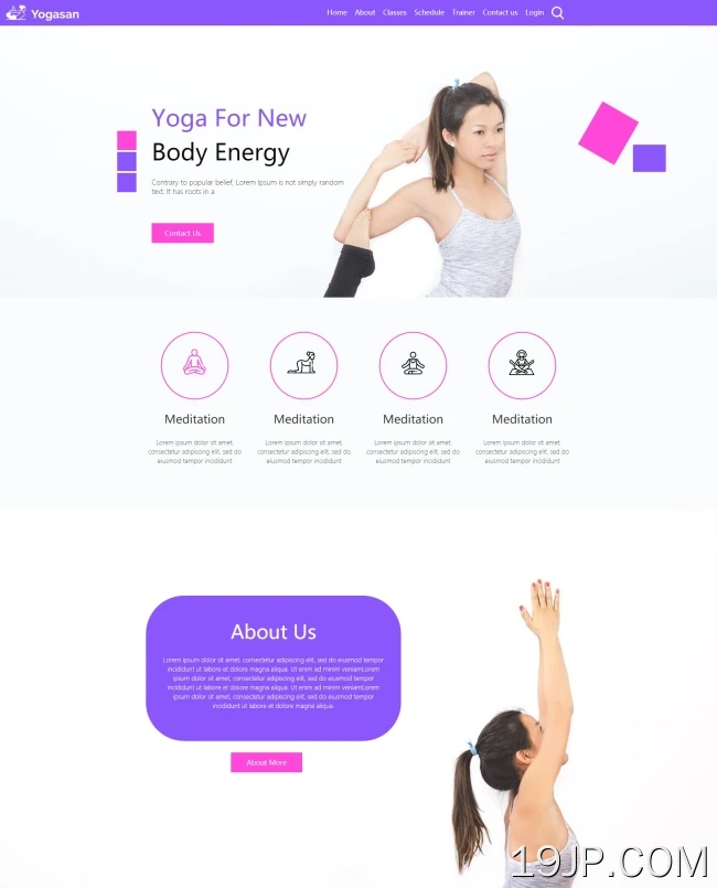 紫色风格瑜伽机构宣传网站模板