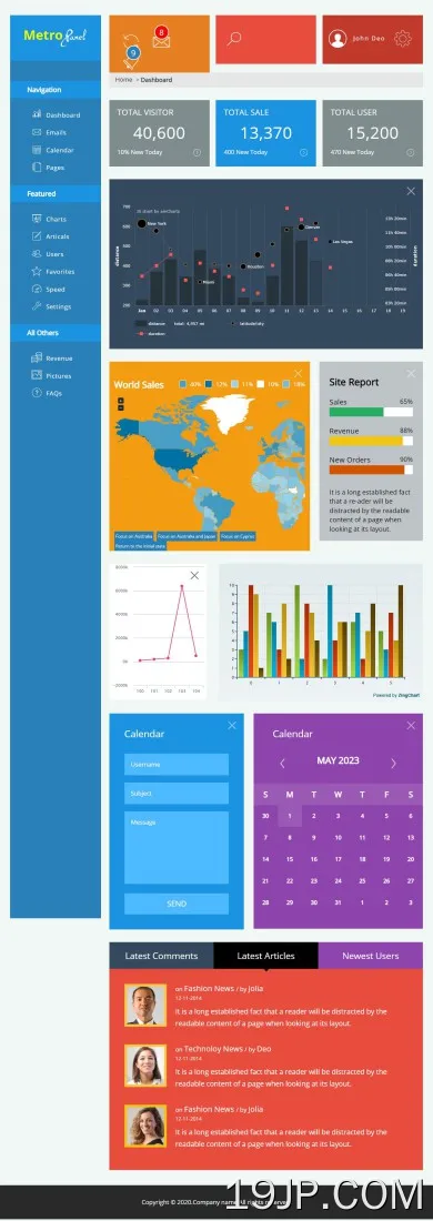 Metro蓝色后台管理系统bootstrap页面模板